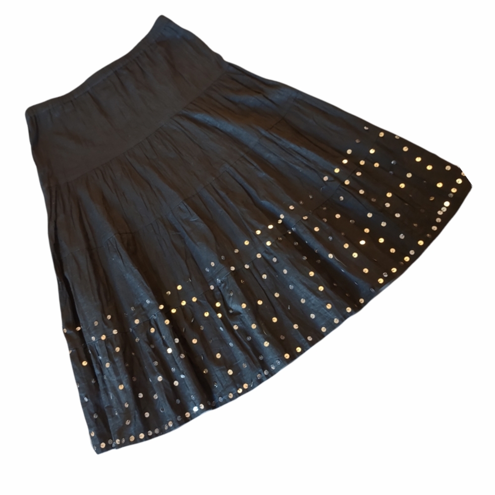 Black witchy cottagecore boho black skirt LG